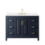 Wyndham Daria 48 Inch Single Bathroom Vanity in Dark Blue, White Quartz Countertop, Undermount Square Sink (3-Hole), Brushed Gold Trim - WCV252548SBLWQUS3MXX