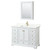 Wyndham Deborah 48 Inch Single Bathroom Vanity in White, Giotto Quartz Countertop, Undermount Square Sink (1-Hole), Brushed Gold Trim, Medicine Cabinet - WCS202048SWGGTUNSMED Wyndham Deborah 48 Inch Single Bathroom Vanity in White, Giotto Quartz Countertop, Undermount Square Sink (1-Hole), Brushed Gold Trim, Medicine Cabinet - WCS202048SWGGTUNSMED