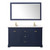 Wyndham Avery 60 Inch Double Bathroom Vanity in Dark Blue, White Quartz Countertop, Undermount Square Sinks (1-Hole), Brushed Gold Trim, 58 Inch Mirror - WCV232360DBLWQUNSM58