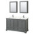 Wyndham Deborah 60 Inch Double Bathroom Vanity in Dark Gray, Giotto Quartz Countertop, Undermount Square Sinks (1-Hole), Polished Chrome Trim, Medicine Cabinets - WCS202060DKGGTUNSMED Wyndham Deborah 60 Inch Double Bathroom Vanity in Dark Gray, Giotto Quartz Countertop, Undermount Square Sinks (1-Hole), Polished Chrome Trim, Medicine Cabinets - WCS202060DKGGTUNSMED