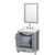Wyndham Sheffield 30 Inch Single Bathroom Vanity in Gray, Giotto Quartz Countertop, Undermount Square Sink (3-Hole), Brushed Chrome Trim, 24 Inch Mirror - WCS141430SGYGTUS3M24