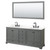 Wyndham Deborah 80 Inch Double Bathroom Vanity in Dark Gray, White Quartz Countertop, Undermount Square Sinks (3-Hole), Matte Black Trim, 70 Inch Mirror - WCS202080DGBWQUS3M70