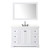 Wyndham Avery 48 Inch Single Bathroom Vanity in White, Giotto Quartz Countertop, Undermount Square Sink (3-Hole), Matte Black Trim, 46 Inch Mirror - WCV232348SWBGTUS3M46