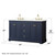 Wyndham Avery 60 Inch Double Bathroom Vanity in Dark Blue, Giotto Quartz Countertop, Undermount Square Sinks (3-Hole), Brushed Gold Trim - WCV232360DBLGTUS3MXX