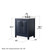 Wyndham Daria 30 Inch Single Bathroom Vanity in Dark Blue, Giotto Quartz Countertop, Undermount Square Sink (3-Hole), Matte Black Trim - WCV252530SBBGTUS3MXX