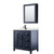 Wyndham Daria 36 Inch Single Bathroom Vanity in Dark Blue, Giotto Quartz Countertop, Undermount Square Sink (1-Hole), Matte Black Trim, Medicine Cabinet - WCV252536SBBGTUNSMED