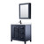 Wyndham Daria 36 Inch Single Bathroom Vanity in Dark Blue, White Quartz Countertop, Undermount Square Sink (1-Hole), Matte Black Trim, Medicine Cabinet - WCV252536SBBWQUNSMED