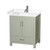 Wyndham Sheffield 30 inch Single Bathroom Vanity in Light Green, White Cultured Marble Countertop, Undermount Square Sink, Brushed Nickel Trim - WCS141430SLGWCUNSMXX