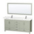 Wyndham Sheffield 72 inch Double Bathroom Vanity in Light Green, Carrara Cultured Marble Countertop, Undermount Square Sinks, Brushed Nickel Trim, 70 inch Mirror - WCS141472DLGC2UNSM70