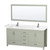 Wyndham Sheffield 72 inch Double Bathroom Vanity in Light Green, White Cultured Marble Countertop, Undermount Square Sinks, Brushed Nickel Trim, 70 inch Mirror - WCS141472DLGWCUNSM70