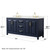 Wyndham Daria 72 Inch Double Bathroom Vanity in Dark Blue, Giotto Quartz Countertop, Undermount Square Sinks (3-Hole), Brushed Gold Trim - WCV252572DBLGTUS3MXX