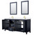 Wyndham Daria 72 Inch Double Bathroom Vanity in Dark Blue, White Quartz Countertop, Undermount Square Sinks (1-Hole), Brushed Gold Trim, 24 Inch Mirrors - WCV252572DBLWQUNSM24