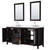Wyndham Daria 72 Inch Double Bathroom Vanity in Dark Espresso, White Quartz Countertop, Undermount Square Sinks (3-Hole), Polished Chrome Trim, 24 Inch Mirrors - WCV252572DDEWQUS3M24