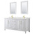 Wyndham Daria 72 Inch Double Bathroom Vanity in White, Giotto Quartz Countertop, Undermount Square Sinks (1-Hole), Brushed Gold Trim, 24 Inch Mirrors - WCV252572DWGGTUNSM24