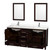 Wyndham Sheffield 72 Inch Double Bathroom Vanity in Espresso, White Quartz Countertop, Undermount Square Sinks (1-Hole), Brushed Chrome Trim, 24 Inch Mirrors - WCS141472DESWQUNSM24