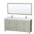 Wyndham Sheffield 72 Inch Double Bathroom Vanity in Light Green, Giotto Quartz Countertop, Undermount Square Sinks (1-Hole), Brushed Nickel Trim, 70 Inch Mirror - WCS141472DLGGTUNSM70