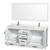 Wyndham Sheffield 72 Inch Double Bathroom Vanity in White, Giotto Quartz Countertop, Undermount Square Sinks (1-Hole), Brushed Chrome Trim, 70 Inch Mirror - WCS141472DWHGTUNSM70