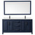 Wyndham Daria 72 Inch Double Bathroom Vanity in Dark Blue, Giotto Quartz Countertop, Undermount Square Sinks (1-Hole), Matte Black Trim, 70 Inch Mirror - WCV252572DBBGTUNSM70