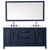 Wyndham Daria 72 Inch Double Bathroom Vanity in Dark Blue, White Quartz Countertop, Undermount Square Sinks (3-Hole), Matte Black Trim, 70 Inch Mirror - WCV252572DBBWQUS3M70