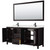 Wyndham Daria 72 Inch Double Bathroom Vanity in Dark Espresso, Giotto Quartz Countertop, Undermount Square Sinks (1-Hole), Matte Black Trim, 70 Inch Mirror - WCV252572DEBGTUNSM70