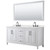 Wyndham Daria 72 Inch Double Bathroom Vanity in White, Giotto Quartz Countertop, Undermount Square Sinks (3-Hole), Matte Black Trim, 70 Inch Mirror - WCV252572DWBGTUS3M70