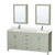 Wyndham Sheffield 72 Inch Double Bathroom Vanity in Light Green, Giotto Quartz Countertop, Undermount Square Sinks (1-Hole), Brushed Nickel Trim, Medicine Cabinets - WCS141472DLGGTUNSMED Wyndham Sheffield 72 Inch Double Bathroom Vanity in Light Green, Giotto Quartz Countertop, Undermount Square Sinks (1-Hole), Brushed Nickel Trim, Medicine Cabinets - WCS141472DLGGTUNSMED