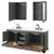 Wyndham Deborah 80 Inch Double Bathroom Vanity in Dark Gray, White Quartz Countertop, Undermount Square Sinks (3-Hole), Matte Black Trim, Medicine Cabinets - WCS202080DGBWQUS3MED