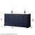 Wyndham Avery 72 Inch Double Bathroom Vanity in Dark Blue, Giotto Quartz Countertop, Undermount Square Sinks (1-Hole), Matte Black Trim, 70 Inch Mirror - WCV232372DBBGTUNSM70