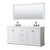 Wyndham Avery 72 Inch Double Bathroom Vanity in White, Giotto Quartz Countertop, Undermount Square Sinks (3-Hole), Matte Black Trim, 70 Inch Mirror - WCV232372DWBGTUS3M70 Wyndham Avery 72 Inch Double Bathroom Vanity in White, Giotto Quartz Countertop, Undermount Square Sinks (3-Hole), Matte Black Trim, 70 Inch Mirror - WCV232372DWBGTUS3M70