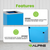 Alpine ALP4450-KIT-BLU-S Square Recycling Bin  29 Gallons - Blue Can, Square Opening Lid