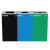 Alpine ALP4450-BLK-KIT37 87 Gal. 3-Stream Steel Blue Mixed, Green Compost, and Black Commercial Trash Can Station