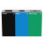 Alpine ALP4450-BLK-KIT40 87 Gal. 3-Stream Steel Blue Mixed, Green Recycling, and Black Commercial Trash Can Station
