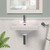 Whitehaus 15" Rectangular Wall Mount Basin with Integrated Oval Bowl, Low-Rise Backsplash, Single Faucet Drilling and Overflow - White