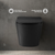 Swiss Madison Calice Wall-Hung Toilet Bundle 0.8/1.6 GPF Dual Flush - Matte Black with Brass Flush Plate - SM-WT2301MB