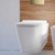Swiss Madison Concorde Wall-Hung Toilet Bundle 0.8/1.6 GPF Dual Flush - Glossy White with Brass Flush Plate - SM-WT0202GW
