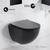 Swiss Madison St. Tropez Wall-Hung Toilet Bundle 0.8/1.6 GPF Dual Flush - Matte Black with Black Flush Plate - SM-WT0801MB