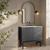 Swiss Madison Bosse 36" Freestanding Bathroom Vanity - Black Oak with White 3-Hole Widespread Sink Top - SM-BV8802AO-3