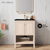 Swiss Madison Chateau 24" Freestanding Bathroom Vanity - White Oak with Black Sink Top - SM-BV0601WO-MB