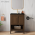 Swiss Madison Chateau 24" Freestanding Bathroom Vanity - Brown Oak with Black Sink Top - SM-BV0601BO-MB