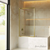 Swiss Madison  Pierre 34" x 58" Framed Fixed 3/8 in. (10mm) Clear Tempered Glass Tub Door with Brushed Gold Frame - SM-TD2701BG