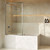 Swiss Madison Pierre 34" x 58" Framed Fixed 3/8 in. (10mm) Clear Tempered Glass Tub Door with Nickel Brushed Frame - SM-TD2701BN