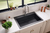 Ruvati 33 x 22 inch epiGranite Drop-in Topmount Granite Composite Quartz Single Bowl Kitchen Sink - Midnight Black - RVG1083BK