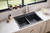 Ruvati 33-inch Drop-in Topmount Workstation 50/50 Double Bowl Granite Composite Quartz Kitchen Sink - Midnight Black - RVG1343BK