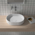 Ruvati 23 x 14 inch Fluted Vessel Bathroom Sink epiStone Solid Surface Modern Oval Matte White - RVB2823WH
