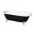 Kingston Brass 66" Cast Iron Oval Double Ended Clawfoot Tub (No Faucet Drillings), Black/White/Brushed Brass - VBTND663013NB7