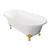 Kingston Brass 60" Cast Iron Oval Double Ended Clawfoot Tub (7" Faucet Drillings), White/Brushed Brass - VCT7D603017NB7