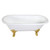 Kingston Brass 72" Cast Iron Oval Double Ended Clawfoot Tub (No Faucet Drillings), White/Brushed Brass - VCTDE7232NL7