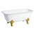 Kingston Brass 67" Cast Iron Rectangular Double Ended Clawfoot Tub (No Faucet Drillings), White/Brushed Brass - VCTQND6732NL7