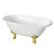 Kingston Brass 60" Cast Iron Oval Double Ended Clawfoot Tub (No Faucet Drillings), White/Polished Brass - VCTND603119NC2