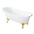 Kingston Brass 54" Cast Iron Oval Single Slipper Clawfoot Tub (7" Faucet Drillings), White/Brushed Brass - VCT7D5431B7